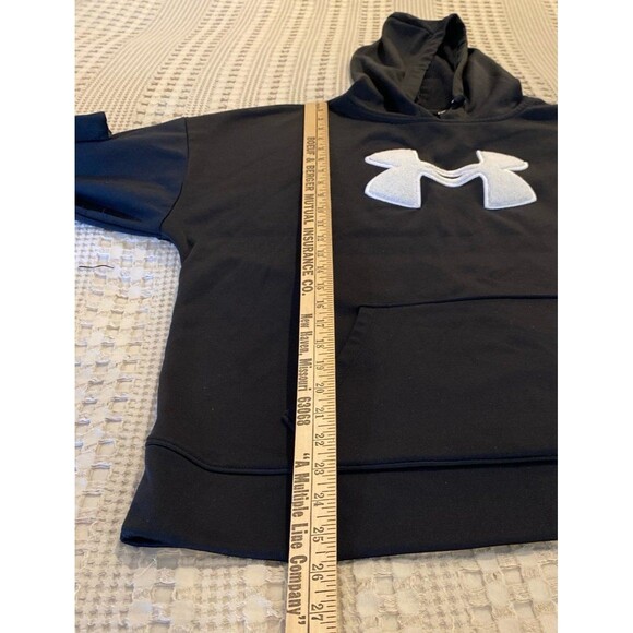 Under Armour Cold Gear Hoodie Jacket Sz Large Black Athletic Athleisure Big Logo - Picture 4 of 8